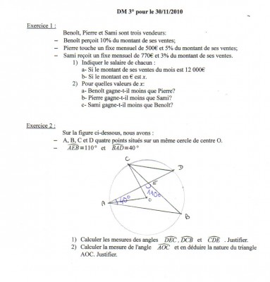 Voici le sujet de mon dm