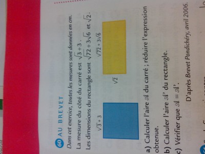 Alors le calcul serait √3 + 3 x √3 + 3 ?? <br />Merci d'avance.