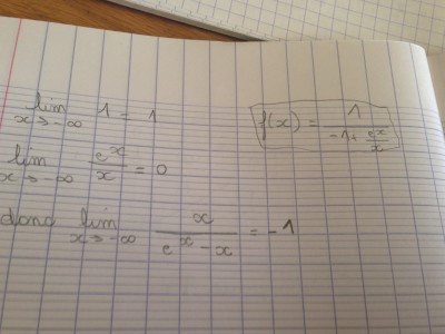 C'est la limite en - l'infini. Est ce juste ?