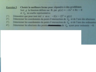 Sujet de l'exercice 3 de Maths