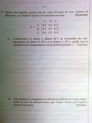 Voici la question